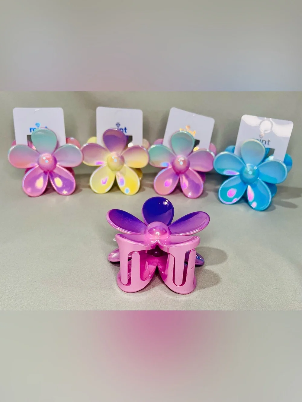 Iridescent Flower Hair Clip - Purple